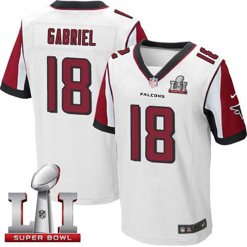 Nike Atlanta Falcons #18 Taylor Gabriel White Super Bowl LI 51 Men's Stitched NFL Elite Jersey