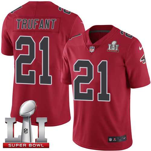 Nike Atlanta Falcons #21 Desmond Trufant Red Super Bowl LI 51 Men's Stitched NFL Limited Rush Jersey