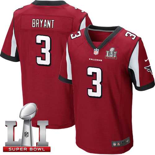 Nike Atlanta Falcons #3 Matt Bryant Red Team Color Super Bowl LI 51 Men's Stitched NFL Elite Jersey