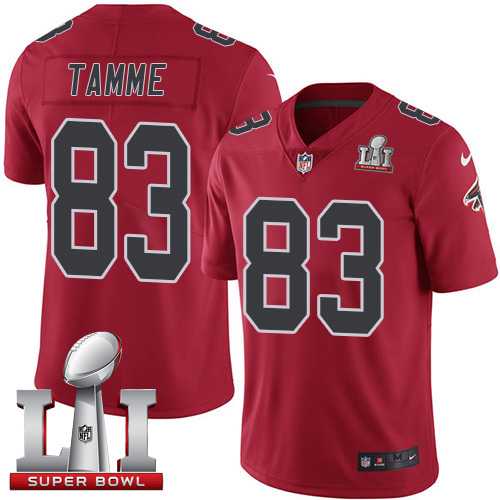 Nike Atlanta Falcons #83 Jacob Tamme Red Super Bowl LI 51 Men's Stitched NFL Limited Rush Jersey