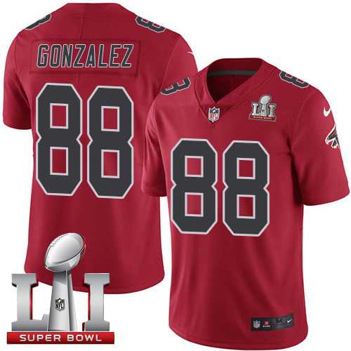 Nike Atlanta Falcons #88 Tony Gonzalez Red Super Bowl LI 51 Men's Stitched NFL Limited Rush Jersey
