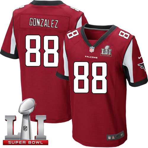 Nike Atlanta Falcons #88 Tony Gonzalez Red Team Color Super Bowl LI 51 Men's Stitched NFL Elite Jersey