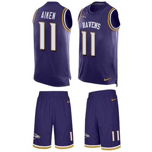 Nike Baltimore Ravens #11 Kamar Aiken Purple Team Color Men's Stitched NFL Limited Tank Top Suit Jersey