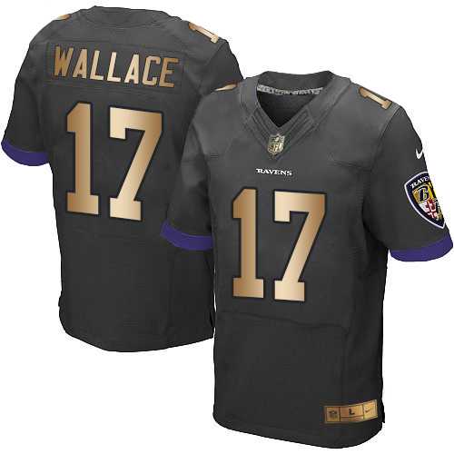 Nike Baltimore Ravens #17 Mike Wallace Black Alternate Men's Stitched NFL New Elite Gold Jersey