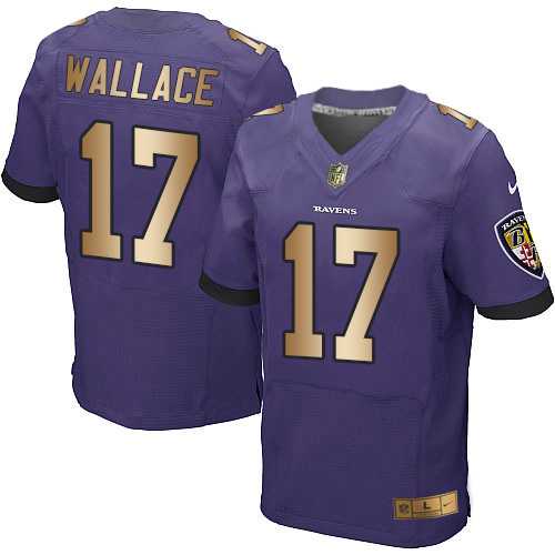 Nike Baltimore Ravens #17 Mike Wallace Purple Team Color Men's Stitched NFL New Elite Gold Jersey