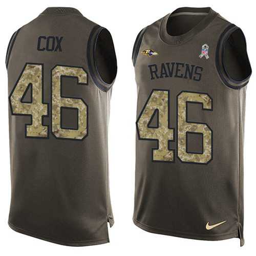 Nike Baltimore Ravens #46 Morgan Cox Green Men's Stitched NFL Limited Salute To Service Tank Top Jersey