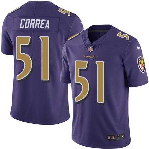 Nike Baltimore Ravens #51 Kamalei Correa Purple Men's Stitched NFL Limited Rush Jersey