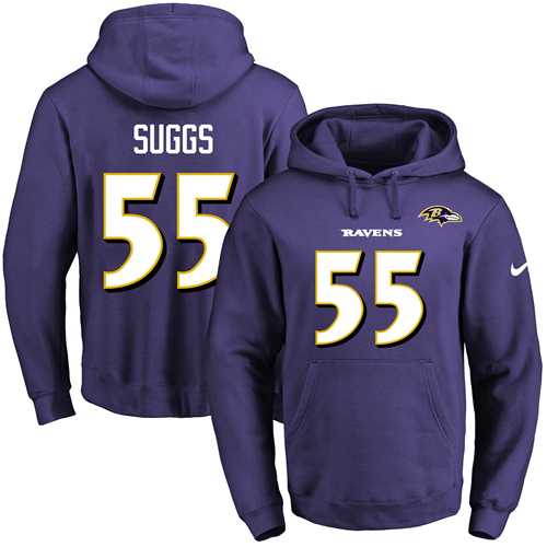 Nike Baltimore Ravens #55 Terrell Suggs Purple Name & Number Pullover NFL Hoodie