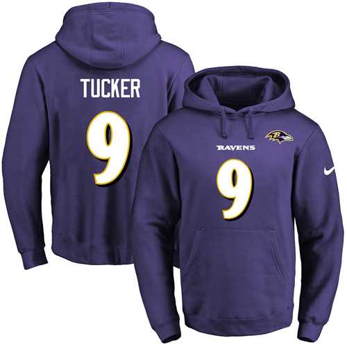 Nike Baltimore Ravens #9 Justin Tucker Purple Name & Number Pullover NFL Hoodie