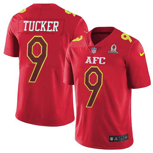 Nike Baltimore Ravens #9 Justin Tucker Red Men's Stitched NFL Limited AFC 2017 Pro Bowl Jersey