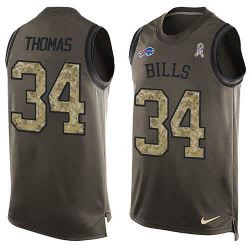 Nike Buffalo Bills #34 Thurman Thomas Green Men's Stitched NFL Limited Salute To Service Tank Top Jersey