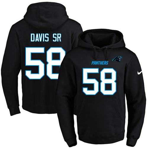 Nike Carolina Panthers #58 Thomas Davis Sr Black Name & Number Pullover NFL Hoodie