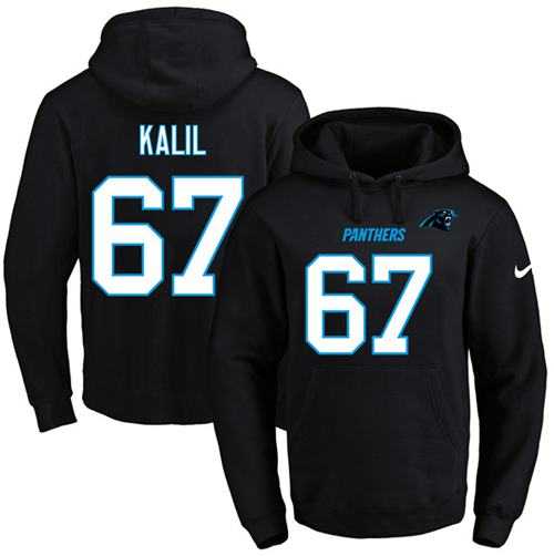 Nike Carolina Panthers #67 Ryan Kalil Black Name & Number Pullover NFL Hoodie