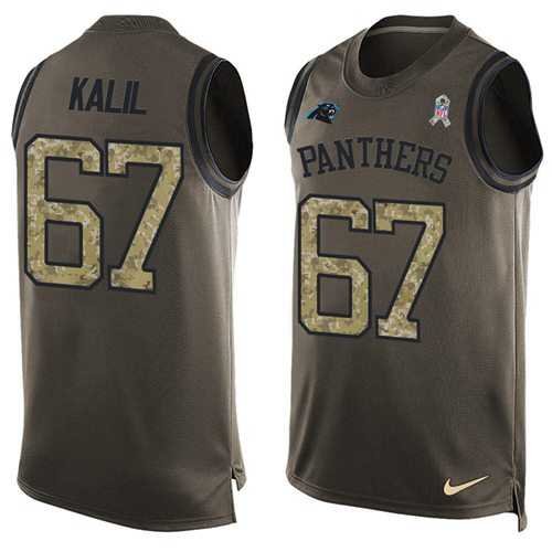 Nike Carolina Panthers #67 Ryan Kalil Green Men's Stitched NFL Limited Salute To Service Tank Top Jersey