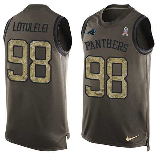 Nike Carolina Panthers #98 Star Lotulelei Green Men's Stitched NFL Limited Salute To Service Tank Top Jersey