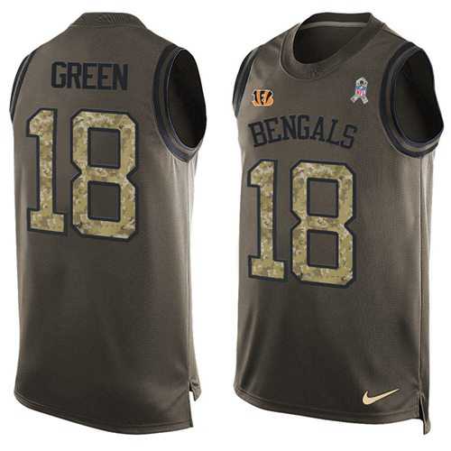 Nike Cincinnati Bengals #18 A.J. Green Green Men's Stitched NFL Limited Salute To Service Tank Top Jersey