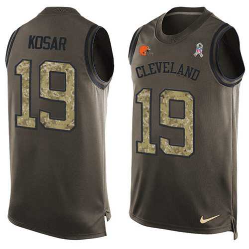 Nike Cleveland Browns #19 Bernie Kosar Green Men's Stitched NFL Limited Salute To Service Tank Top Jersey