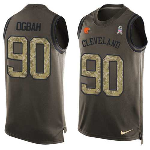 Nike Cleveland Browns #90 Emmanuel Ogbah Green Men's Stitched NFL Limited Salute To Service Tank Top Jersey