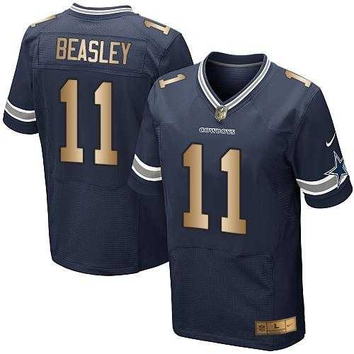 Nike Dallas Cowboys #11 Cole Beasley Navy Blue Team Color Men's Stitched NFL Elite Gold Jersey