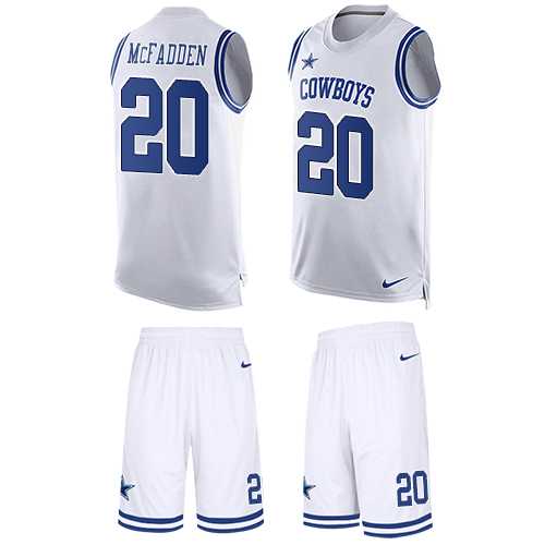 Nike Dallas Cowboys #20 Darren McFadden White Men's Stitched NFL Limited Tank Top Suit Jersey