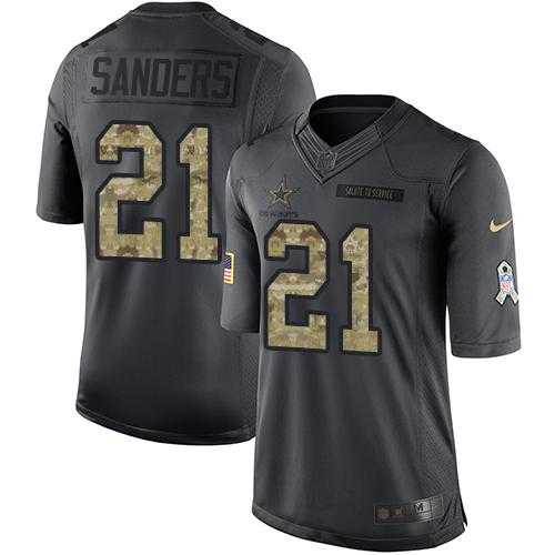 Nike Dallas Cowboys #21 Deion Sanders Black Men's Stitched NFL Limited 2016 Salute To Service Jersey