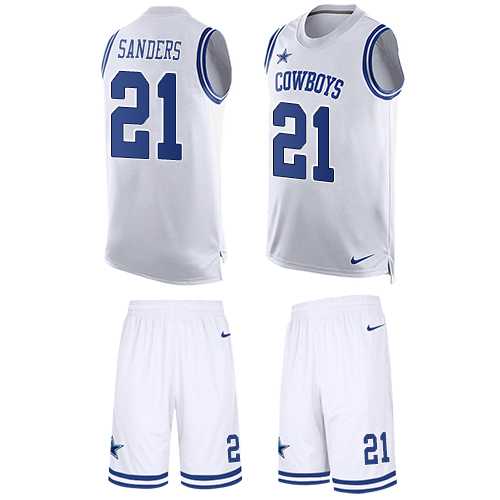 Nike Dallas Cowboys #21 Deion Sanders White Men's Stitched NFL Limited Tank Top Suit Jersey