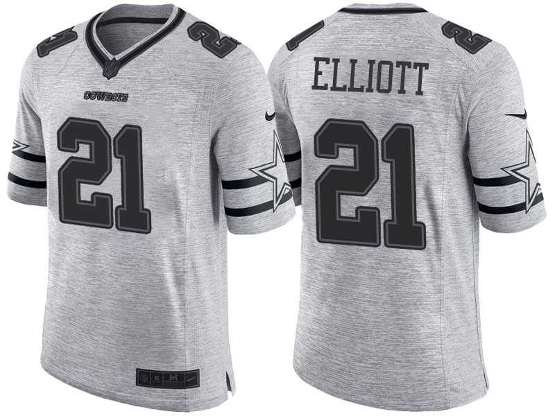 Nike Dallas Cowboys #21 Ezekiel Elliott 2016 Gridiron Gray II Men's NFL Limited Jersey