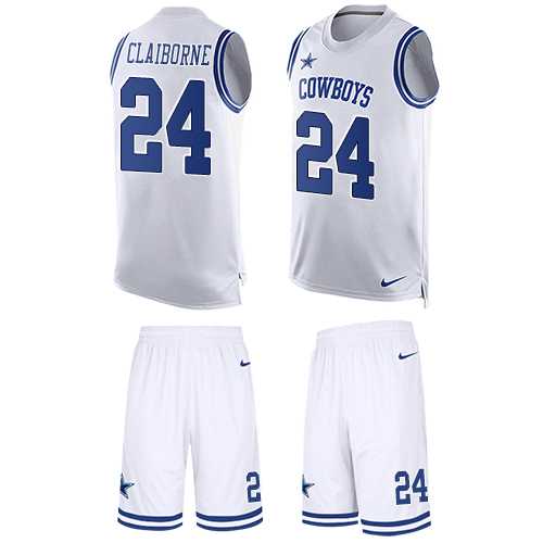 Nike Dallas Cowboys #24 Morris Claiborne White Men's Stitched NFL Limited Tank Top Suit Jersey
