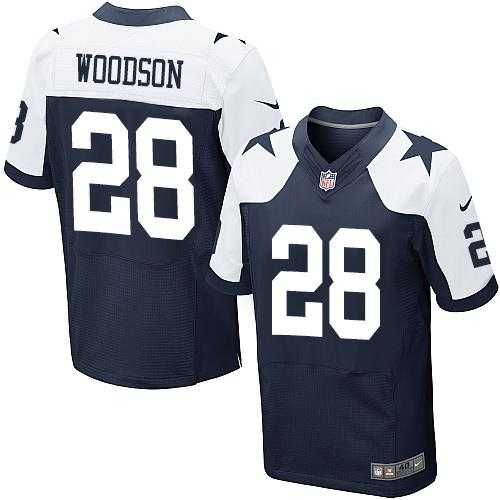Nike Dallas Cowboys #28 Darren Woodson Navy Blue Thanksgiving Throwback Men's Stitched NFL Elite Jersey