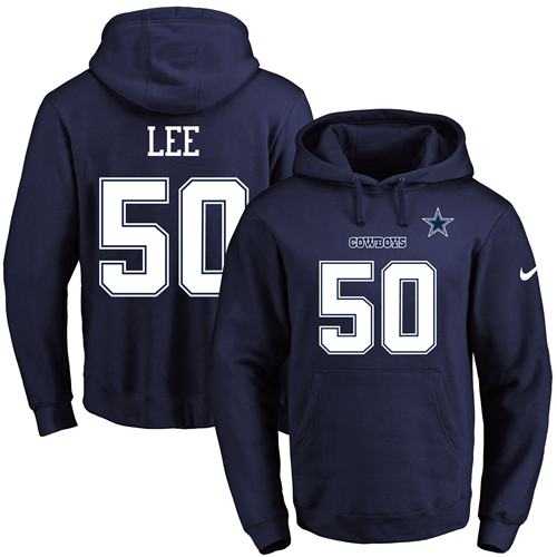Nike Dallas Cowboys #50 Sean Lee Navy Blue Name & Number Pullover NFL Hoodie