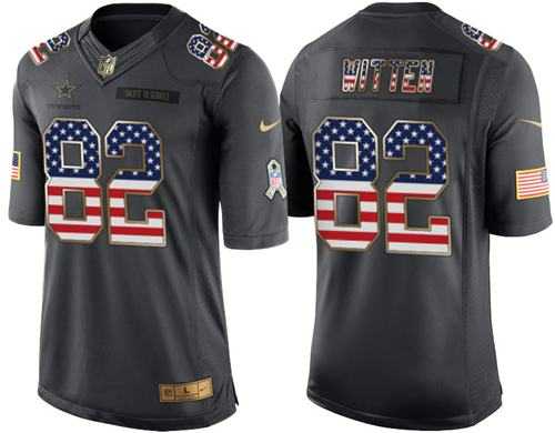 Nike Dallas Cowboys #82 Jason Witten Black Men's Stitched NFL Limited USA Flag Salute To Service Jersey