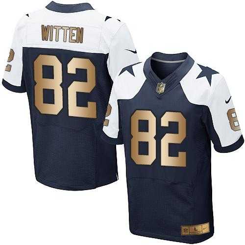Nike Dallas Cowboys #82 Jason Witten Navy Blue Thanksgiving Throwback Men's Stitched NFL Elite Gold Jersey