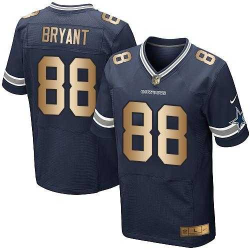 Nike Dallas Cowboys #88 Dez Bryant Navy Blue Team Color Men's Stitched NFL Elite Gold Jersey