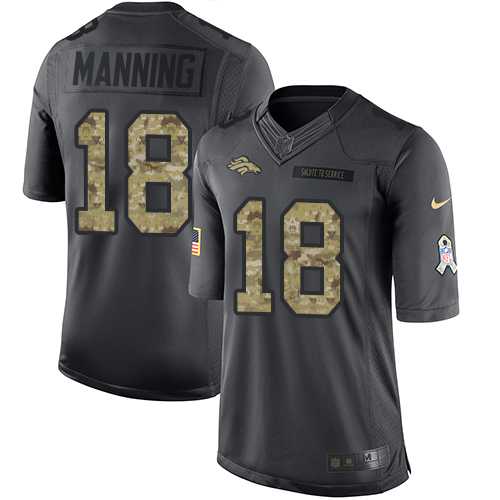 Nike Denver Broncos #18 Peyton Manning Black Men's Stitched NFL Limited 2016 Salute to Service Jersey