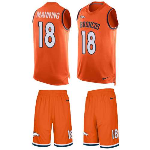 Nike Denver Broncos #18 Peyton Manning Orange Team Color Men's Stitched NFL Limited Tank Top Suit Jersey