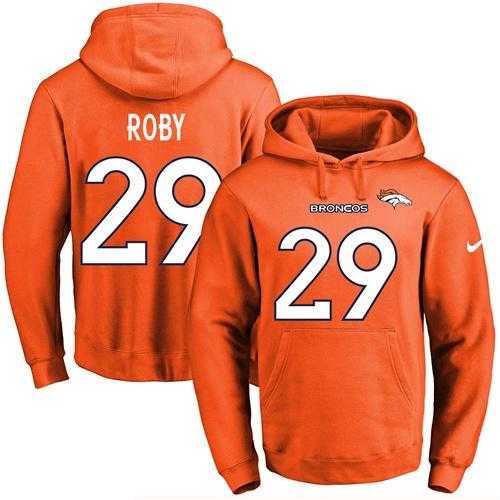 Nike Denver Broncos #29 Bradley Roby Orange Name & Number Pullover NFL Hoodie