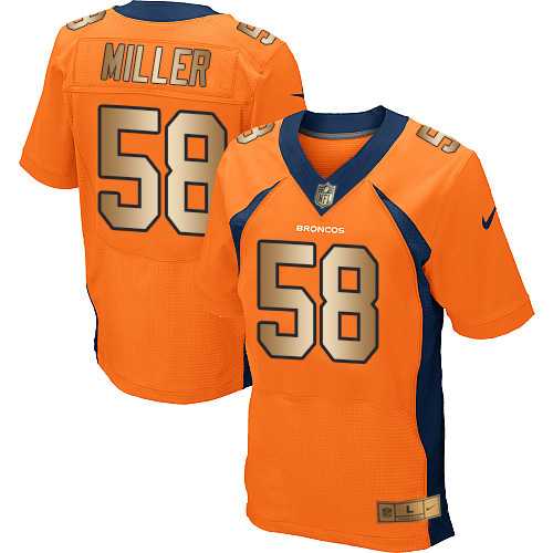 Nike Denver Broncos #58 Von Miller Orange Team Color Men's Stitched NFL New Elite Gold Jersey