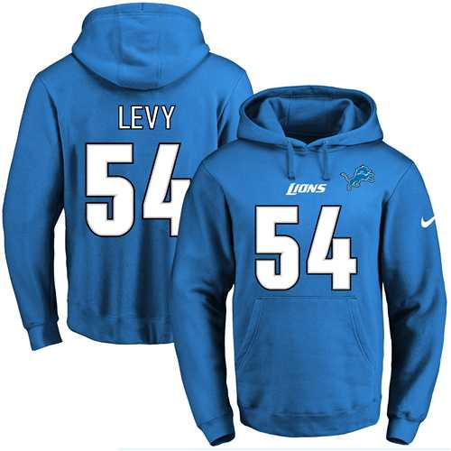 Nike Detroit Lions #54 DeAndre Levy Blue Name & Number Pullover NFL Hoodie