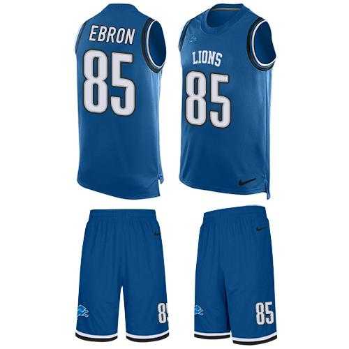 Nike Detroit Lions #85 Eric Ebron Blue Team Color Men's Stitched NFL Limited Tank Top Suit Jersey