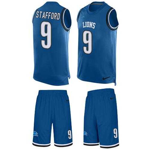Nike Detroit Lions #9 Matthew Stafford Blue Team Color Men's Stitched NFL Limited Tank Top Suit Jersey