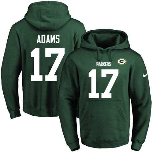 Nike Green Bay Packers #17 Davante Adams Green Name & Number Pullover NFL Hoodie