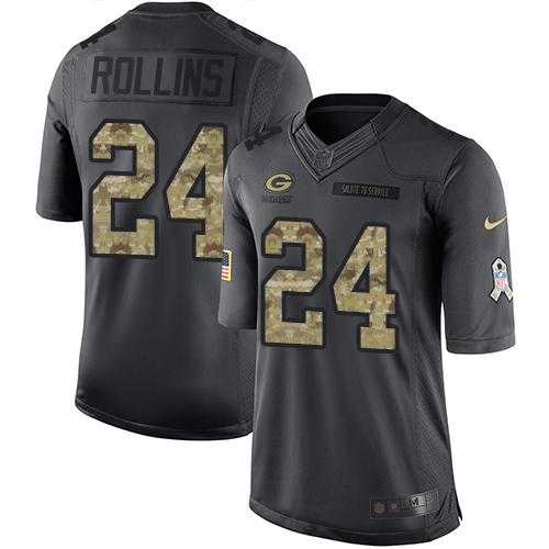 Nike Green Bay Packers #24 Quinten Rollins Black Men's Stitched NFL Limited 2016 Salute To Service Jersey