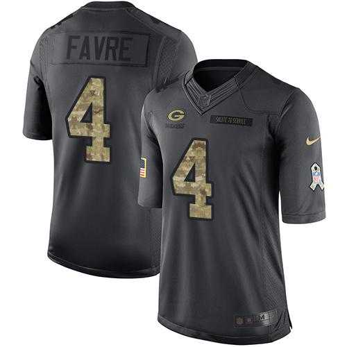 Nike Green Bay Packers #4 Brett Favre Black Men's Stitched NFL Limited 2016 Salute To Service Jersey