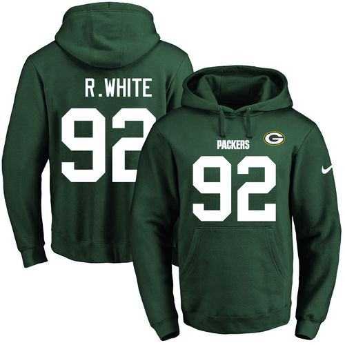 Nike Green Bay Packers #92 Reggie White Green Name & Number Pullover NFL Hoodie