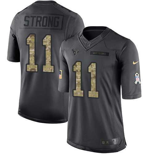 Nike Houston Texans #11 Jaelen Strong Black Men's Stitched NFL Limited 2016 Salute to Service Jersey