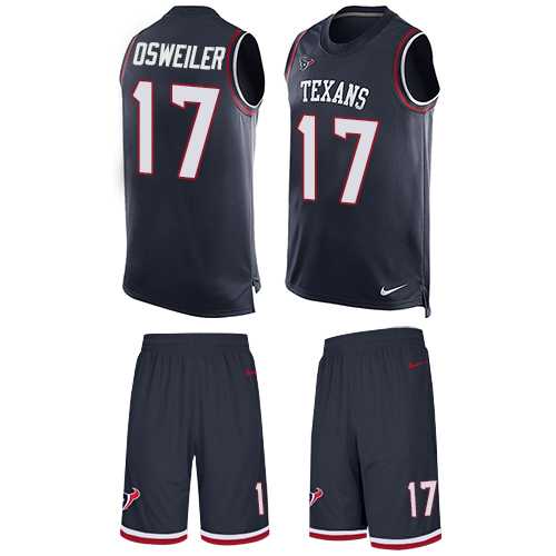 Nike Houston Texans #17 Brock Osweiler Navy Blue Team Color Men's Stitched NFL Limited Tank Top Suit Jersey
