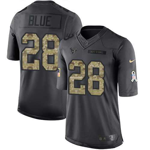 Nike Houston Texans #28 Alfred Blue Black Men's Stitched NFL Limited 2016 Salute to Service Jersey