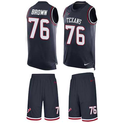 Nike Houston Texans #76 Duane Brown Navy Blue Team Color Men's Stitched NFL Limited Tank Top Suit Jersey