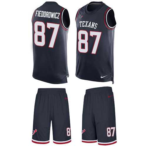 Nike Houston Texans #87 C.J. Fiedorowicz Navy Blue Team Color Men's Stitched NFL Limited Tank Top Suit Jersey