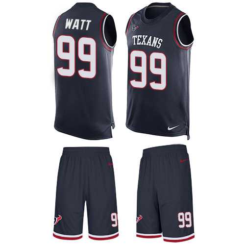 Nike Houston Texans #99 J.J. Watt Navy Blue Team Color Men's Stitched NFL Limited Tank Top Suit Jersey